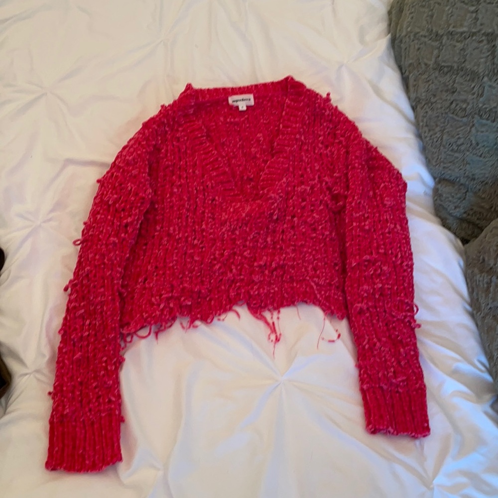 Bright pink distressed Superdown sweater